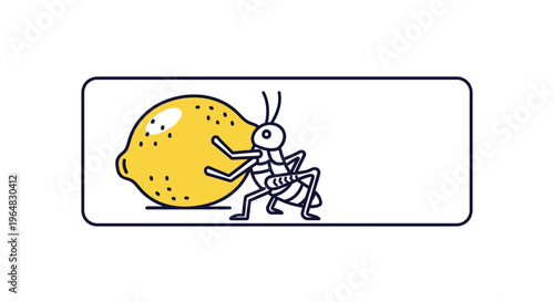 A determined ant struggles to push an oversized, vibrant yellow lemon across a clean white