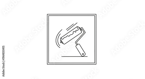 Modern minimalist illustration of a paint roller for home improvement and decoration projects