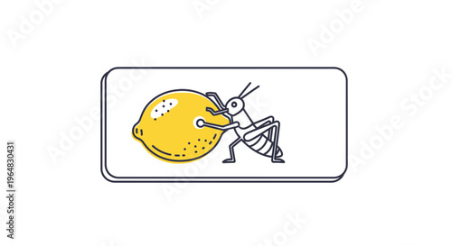 A charming minimalist line art illustration featuring a determined insect engaging with a vibrant