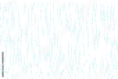 Clean light blue binary code digital rain for fintech data stream and algorithm
