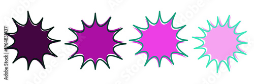 Retro Y2K style starburst explosion stickers with purple and pink gradient for digital design
