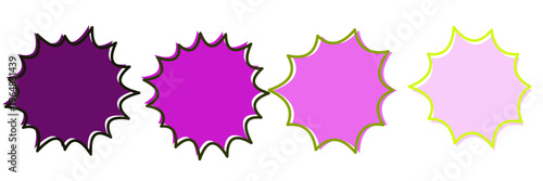 Set of purple and pink starburst price tags for retail sales and discount promotions