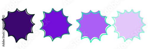 Purple Comic Book Speech Bubbles, Retro Pop Art Explosion Stickers, Graphic Design Elements