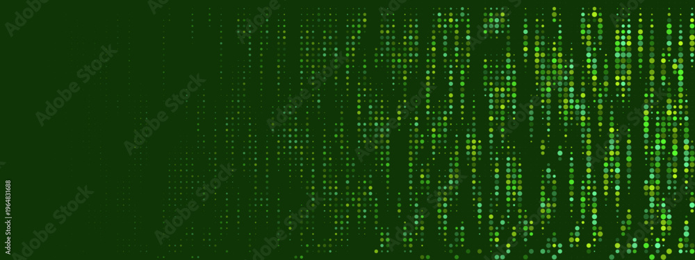Obraz premium Green Matrix Digital Rain Background, Cyber Security Data Stream, Binary Code Concept