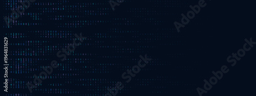 Digital binary code matrix background for quantum computing and encrypted data stream