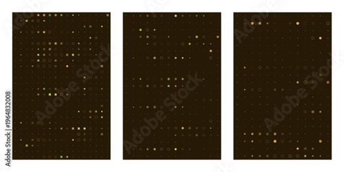 Quantum Computing Data Visualization Panels with Golden Digital Matrix and Encryption Pattern