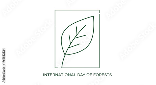 International Day of Forests leaf logo, environmental awareness, nature conservation, green graphic