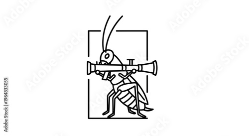 Insect Soldier with Rocket Launcher, Cartoon Style