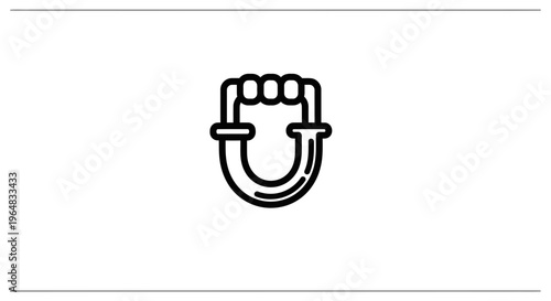 Hand holding horseshoe icon, luck symbol, good fortune, protection, metal object