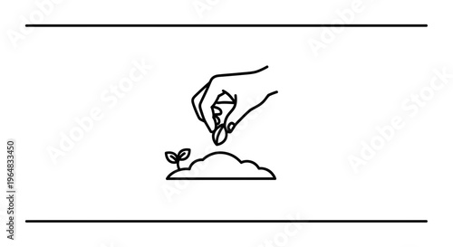 Hand planting seed in soil, sprout growing, concept of growth, new beginnings, gardening, agriculture