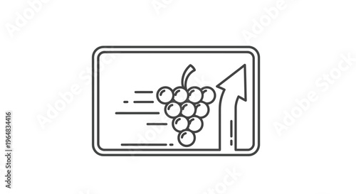 Grape Speed Icon: Fast Growth, Organic Produce, Healthy Food Delivery Concept