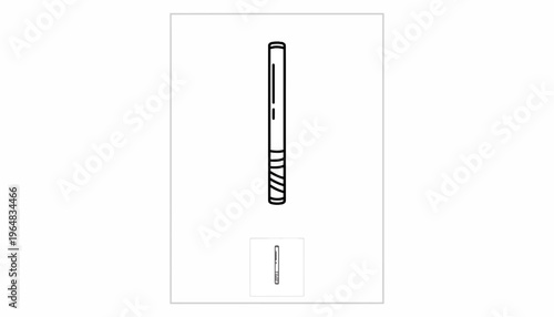 Hand drawn illustration of a baton or stick with a textured grip