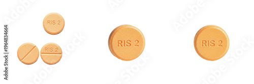 Foto Risperidone tablets atypical antipsychotic medication isolated on white backgrou