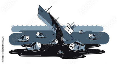 Cartoon airplane crash landing scene. Vector Illustrations. EPS Editable