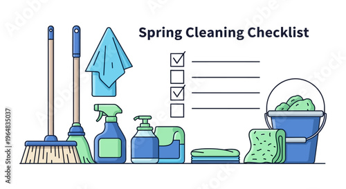 Cleaning supplies and household items. Vector Illustrations. EPS Editable