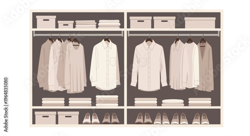 Collection of mens dress shirts organized. Vector Illustrations. EPS Editable