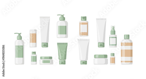 Collection of skincare and beauty products. Vector Illustrations. EPS Editable