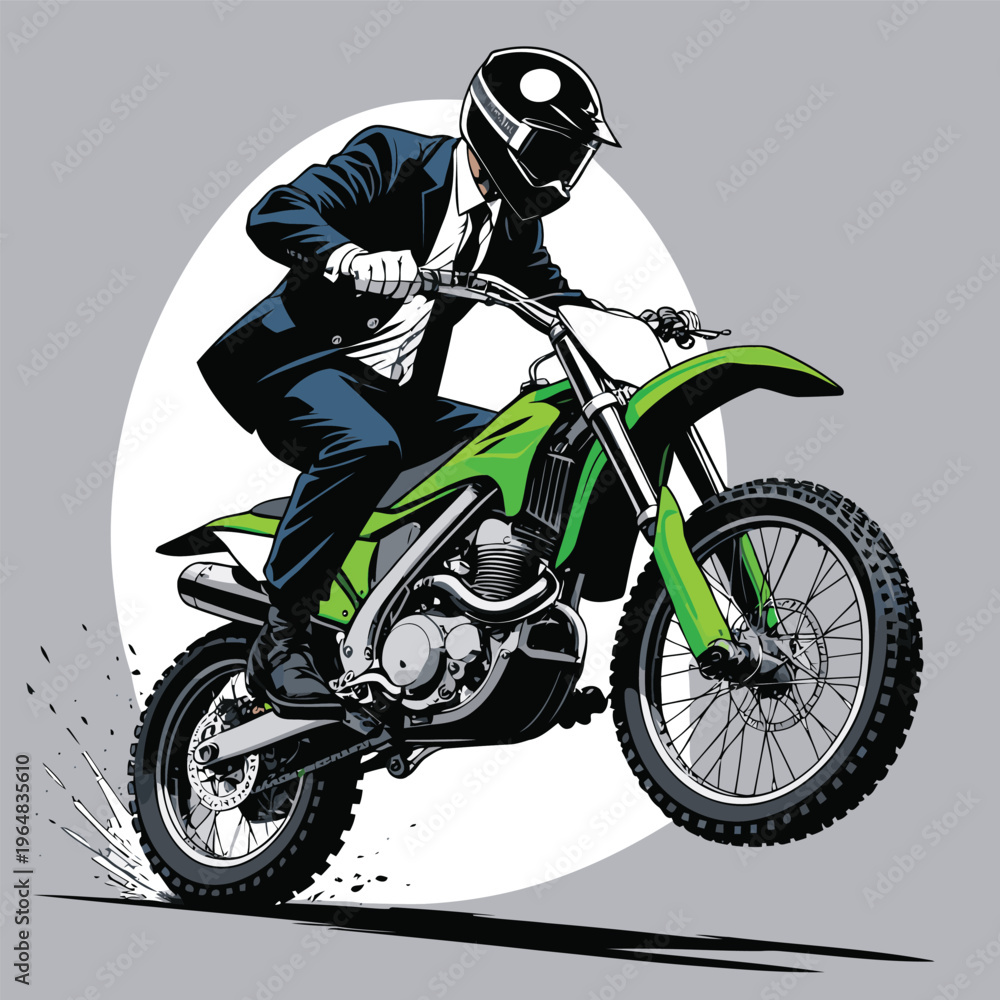 Obraz premium vector image of a motocross racer wearing a suit