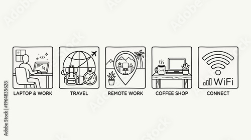 Work From Anywhere Digital Nomad Lifestyle with Laptop, Travel, and Connectivity