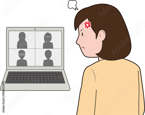 Web会議でイライラする女性