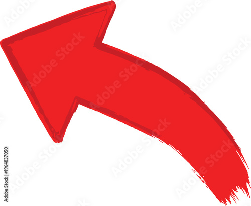 Quadro su tela A large red arrow pointing upwards and to the left on a white background