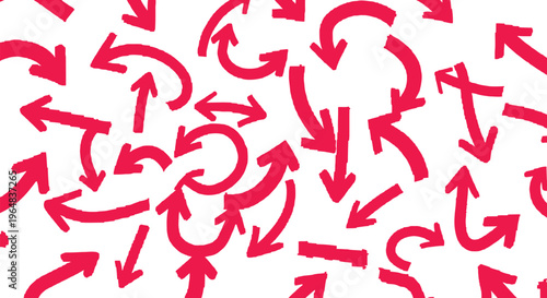 Confusing red arrows on white background