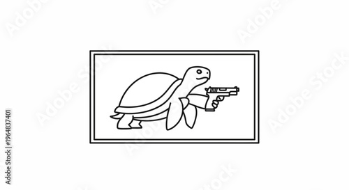 Funny Turtle Holding a Gun