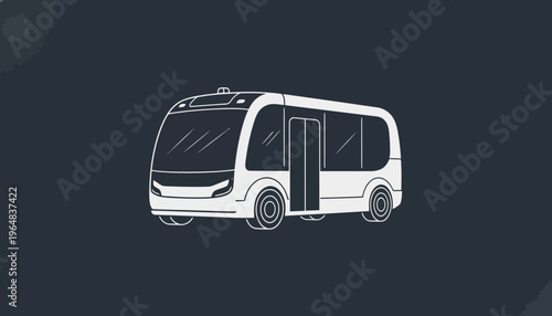 Futuristic Autonomous Bus Sketch on Dark Background