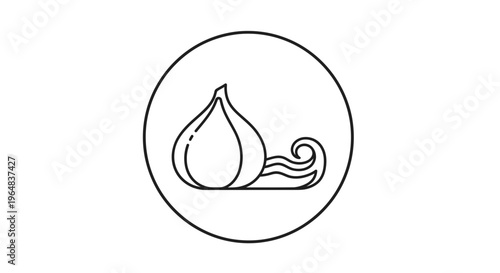 Garlic icon, simple line art, food ingredient, culinary symbol