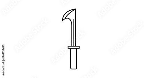 Gardening Tool Icon: Curved Blade Sickle Scythe for Pruning and Harvesting