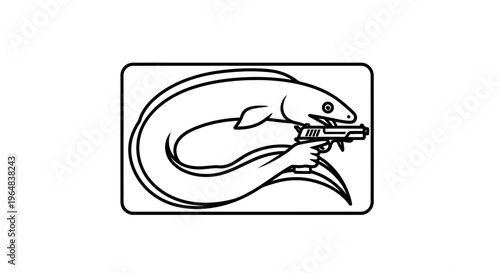 Funny Eel Holding a Gun, Cartoon Style
