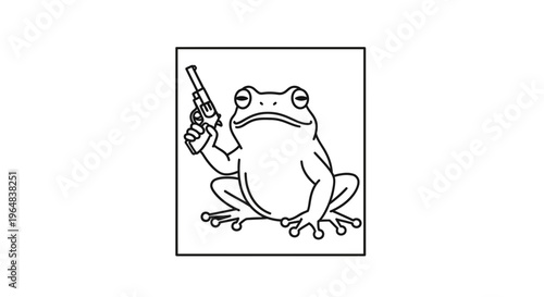 Funny Frog Holding a Gun