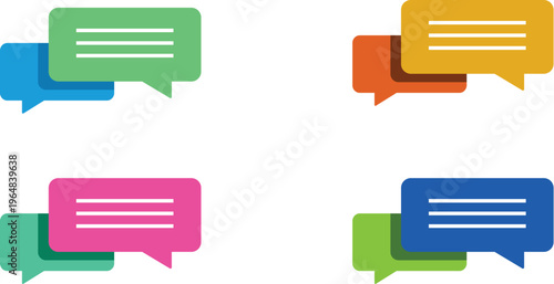 colorful speech bubbles on white background for communication