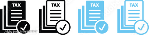 tax season approval concept with checkmarked documents and blue folders