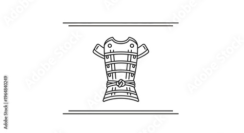 Ancient Samurai Armor Illustration - Japanese Warrior Chestplate Line Art