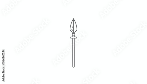Ancient Spearhead Icon, Weapon Symbol, Minimalist Line Art