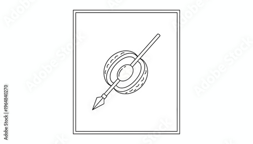 Ancient Spear Piercing a Shield, Symbol of Conflict and Defense