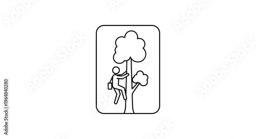 Arborist Climbing Tree with Bucket Icon