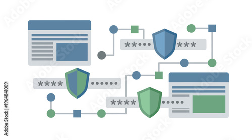 Cybersecurity protection technology concept. Vector Illustrations. EPS Editable