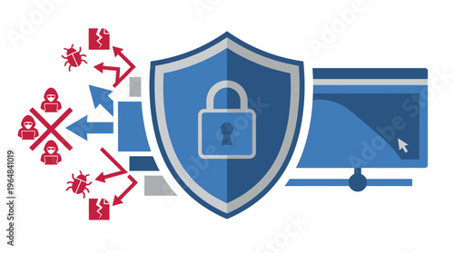 Cybersecurity protection shield icon concept 4. Vector Illustrations. EPS Editable