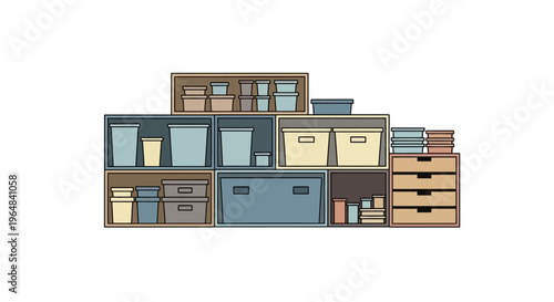 Detailed illustration of dresser furniture piece. Vector Illustrations. EPS Editable