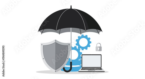 Digital security protection and safety. Vector Illustrations. EPS Editable