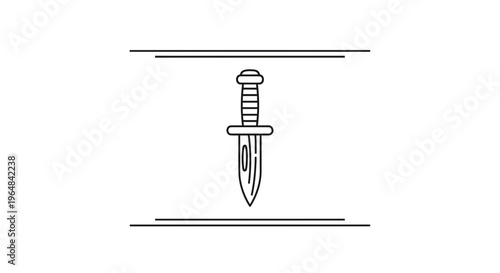 Ancient Roman Gladius Sword Icon, Minimalist Line Art Illustration