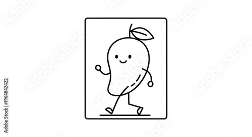 Cute Walking Mango Character, Funny Fruit Mascot, Healthy Food Vector