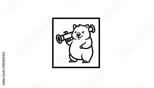 Cute Wombat Character Holding a Megaphone, Vector Illustration