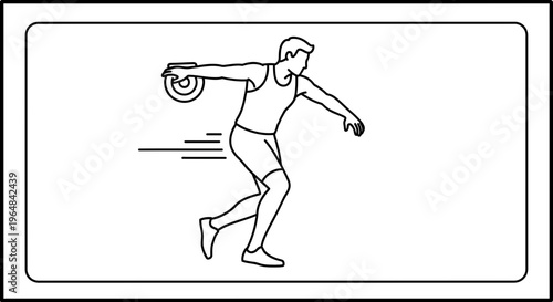 Discus Thrower Athlete Silhouette - Dynamic Action Line Art
