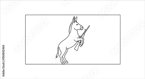 Donkey Holding Rifle Illustration