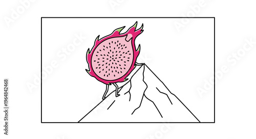 Dragon Fruit Climbing Mountain Peak
