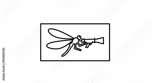 Dragonfly with Rocket Launcher, Surreal Insect Art, Fantasy Creature, Military Insect