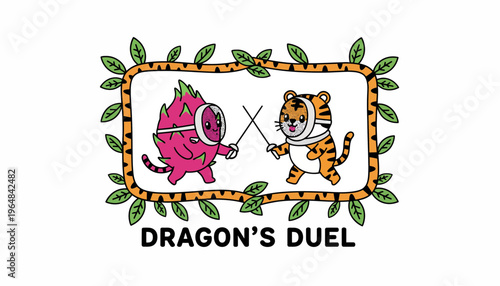 Dragon Fruit vs Tiger Cartoon Duel